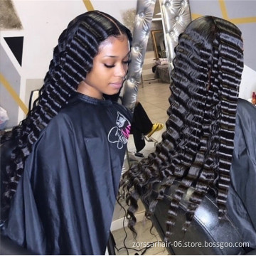 Wholesale Indian brazilian unprocessed Human Hair Water Wave curly Bundles With Lace Closure 10a grade hair loose deep wave wig